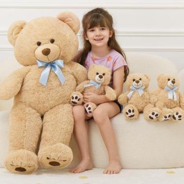 Imagem de Ursinho de pelúcia gigante MoriSmos com filhotes de 90 cm marrom