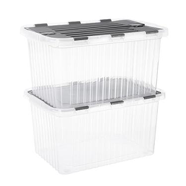 Imagem de Superio Caixas de armazenamento com tampas, recipientes de plástico transparente para organização, embalagens empilháveis, sem BPA, sem odor, caixas organizadoras para casa e dormitório (pacote com 2