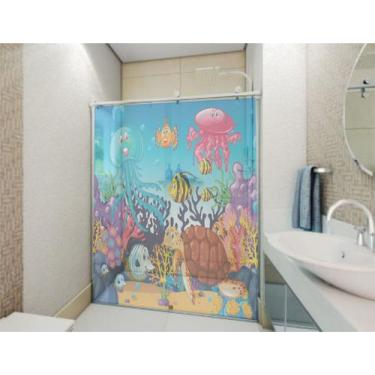 Imagem de Adesivo Para Box de Banheiro Tartaruga no Fundo do Mar - Colakoala Ade