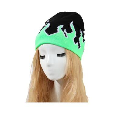 Imagem de Gorro De Malha Acrílica Com Padrão De Chama, Chapéu Jacquard Personali