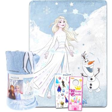 Imagem de Disney Frozen Sleepover Set for Girls - Bundle with 45 x 60 Inch Frozen Anna and Elsa Fleece Blanket Plus Stickers and More | Frozen Bedroom Decor for Kids, Toddlers