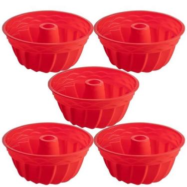 Imagem de Kit 5 Formas Silicone 23,5cm Redonda Sortida Bolo Sobremesa - QUALITY 
