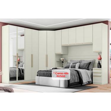 Imagem de Modulado de Quarto Seletto 6 Peças (1 Ponte + 1 Closet + 2 G Roupas + 2 Complementos) QMH06 Areia - Henn
