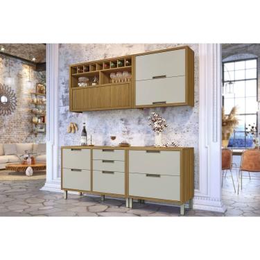 Imagem de Cozinha Completa Imperatriz 4 Peças (2Aéreos+2Balcões) C4P23 Freijo/Off White - Nesher