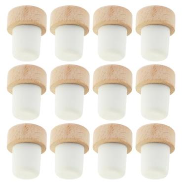 Imagem de DZS ELEC 12 peças rolha de cortiça em forma de T reutilizável de borracha de madeira cabeça de cogumelo tampa de garrafa de vedação e prensa à prova de poeira tipo garrafa de cerveja vinho rolha