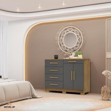 Imagem de Cômoda Sapateira Armário Multiuso Sirius 122cm com 5 Gavetas e 2 Porta