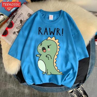 Imagem de Camiseta Esportiva Feminina com Estampa de Dinossauro - Manga Curta e 