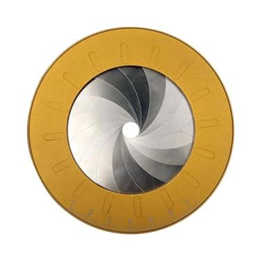 Imagem de KiBcsLic Régua de gabarito redonda ajustável portátil leve para geometria, engenharia multifuncional, dourada com anel giratório