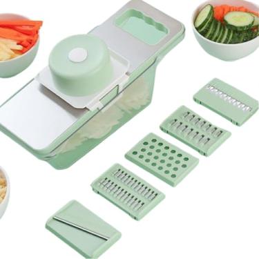 Imagem de Cortador de Legumes Multifuncional, Fatiador e Ralador de Legumes Multiuso Manual para Fruta, Queijo, Batata e Cenoura com Lâmina Inox(Mandoline Profissional)