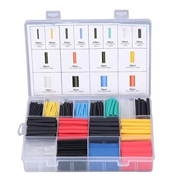 Imagem de Kit de tubulação de encolhimento de calor 580pcs Tubo de proteção ao cabo elétrico de fio elétrico isolado para reparo de eletrônicos de diy e fiação automotiva preto amarelo azul