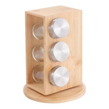Imagem de PORTA CONDIMENTOS DE BAMBU GIRATORIO 6 PCS TASTE
