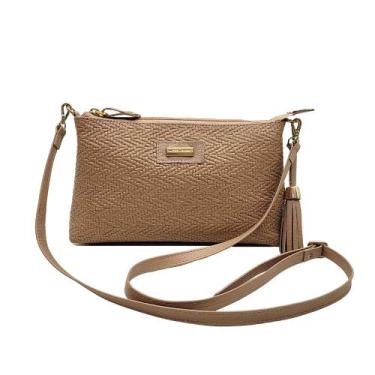 Imagem de Bolsa de Ombro Feminina Couro Legítimo Bolso Interno Alça Regulável Ta