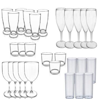 Imagem de Jogo Completo De 30 Peças De Copo Acrílico Transparente