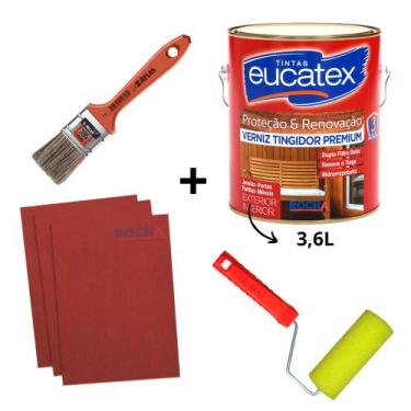 Imagem de Verniz para Madeira Cor Imbuia 3,6L - Kit Completo - Eucatex