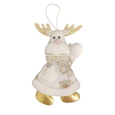 Imagem de Boneco Natalino Pendente 10x16cm Branco e Dourado - RIO MASTER / NEW W