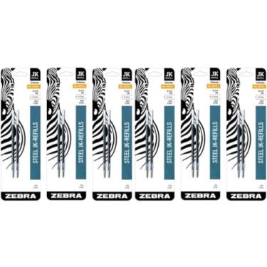 Imagem de Caneta Zebra G-301 de aço inoxidável JK-Refill, ponta média, 0,7 mm, tinta preta, 2 unidades (pacote com 6)