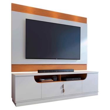 Imagem de Rack Santorini E Painel Nilo Tv 75 Pol 200 Cm Off White Matte Freijo Colibri