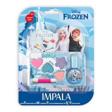 Imagem de Kit Impala Disney Frozen Esmalte Infantil 6ml Paleta de Maquiagem 4g e Pincel Aplicador