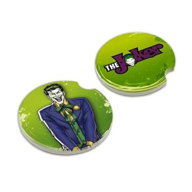 Imagem de Elektroplate Porta-copos automotivos de cerâmica The Joker & Symbol oficialmente licenciado pela DC Comics (6,5 cm de diâmetro) | Ajuste universal para carros, caminhões, SUVs e mais | Absorvente