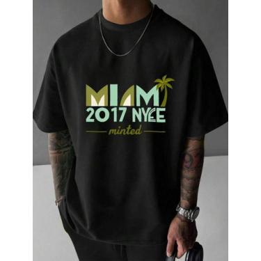 Imagem de Camiseta Minimalista Com Frase Moda Casual Moderna Miami - crushed, Pr