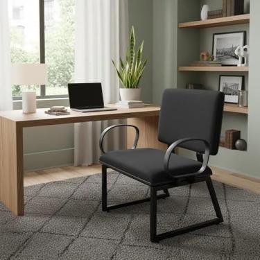 Imagem de Cadeira Plus Size - Obeso até 200kg, Base Fixa em Metalon, Braços Fixos, Espuma D33, Tecido Jserrano cor Preto