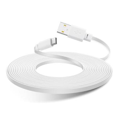 Imagem de Cabo de extensão de alimentação USB C de 9 metros compatível com WYZE Duo Cam Pan 2025-9 m longo cabo de carregamento plano para câmera de segurança CCTV e Petcube Cam interna/Cam 3/S330, branco