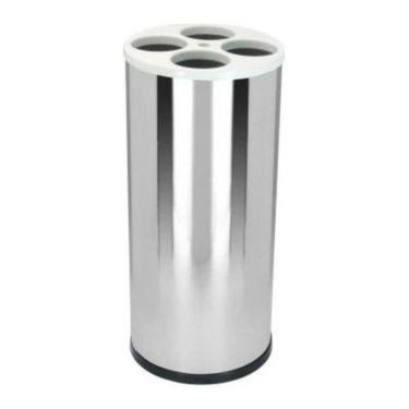 Imagem de Lixeira De Copo Plástico Aço Inox Com Tampa Plastica