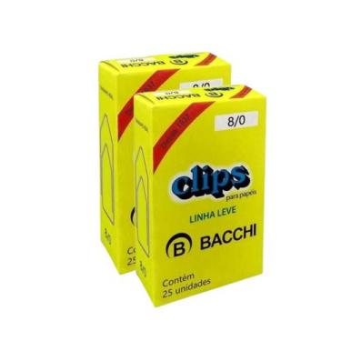 Imagem de Kit 2 Caixas c/25 clips galvanizados 8/0 clipes papel bacchi