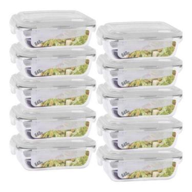 Imagem de Conjunto 10 Potes 640ml Vidro Hermético 4 Travas Marmita - Praticasa