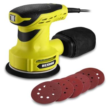 Imagem de Desoon Lixadeira Orbital Profissional Elétrica 300W 220V com Coletor de Pó 6 Velocidade Variável 6pcs Lixas 7000-14000RPM Diâmetro 125mm para Madeira Metal e Pintura