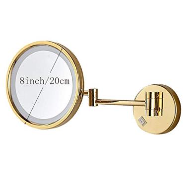 Imagem de Espelho de maquilhagem, espelho de beleza de ampliação 3X montado na parede espelho de casa de banho extensível espelho de cosméticos giratório 360° conexão com fio, preto