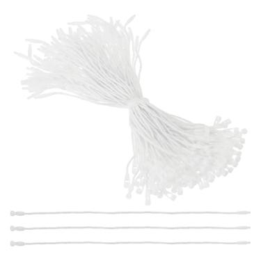 Imagem de PATIKIL 100 peças de fio de etiqueta de pendurar de algodão, 15 cm, pinos brancos com fecho de pressão, prendedor de laço para roupas, sapatos, bagagens