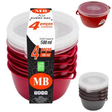 Imagem de Conjunto Kit 4 Potes Organizadores Bowls 500ml Tampa Transparente Livr