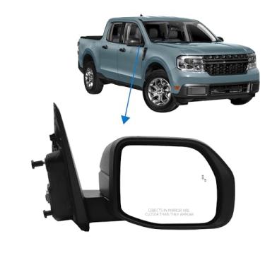 Imagem de Wahparts Espelho de porta exterior do lado direito do passageiro compatível com Ford Maverick NZ6Z-17682-L 2022-L 7 pinos de vidro elétrico e aquecido dobrável manual com BLIS (sensor de ponto de