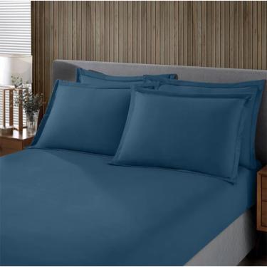 Imagem de Jogo de Cama Buettner Queen Malha Liso 3 Peças Image Azul Marinho