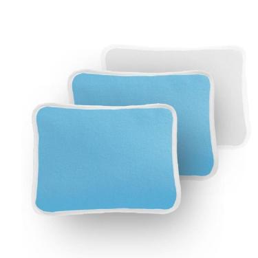Imagem de Kit 3 Fronha Lisa Travesseiro Bebê 30X40Cm Azul E Branco