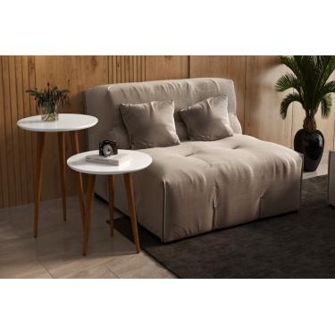 Imagem de Conjunto 2 mesas sala retrô pés palito, lateral e apoio georgia - branco - Comprar Moveis Em Casa