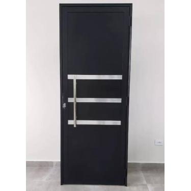 Imagem de Porta Lambril com Puxador e Friso Alumínio Branco ou Preto Linha 25 - 