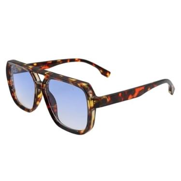 Imagem de Óculos de Sol Quadrado Grande Aviador Premium Moda Verão Carnaval Vintage Retrô UV400 Unisex Feminino Masculino - Modelo Dallas - Cacife Brand (Animal Print Azul)