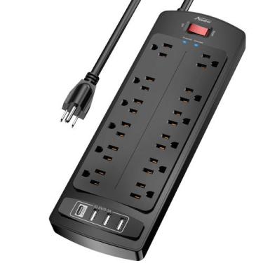 Imagem de Protetor de sobretensão Power Strip Alestor de 10 pés com 12 tomadas e