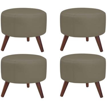 Imagem de Kit 04 Puffs Decorativos Redondo Couro Fendi