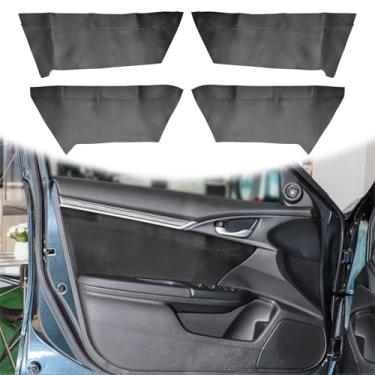 Imagem de QianBao 4 peças de substituição de capa de couro para painel de porta para Honda Civic 2016-2021, protetor de painel de porta esquerda e direita DIY com ferramenta de instalação preto