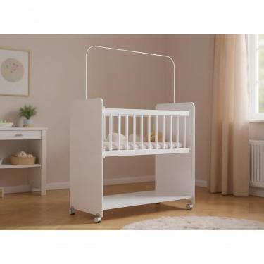 Imagem de Berço Infantil Com Colchão Moisés, Grade Móvel E Mosquiteiro - Branco