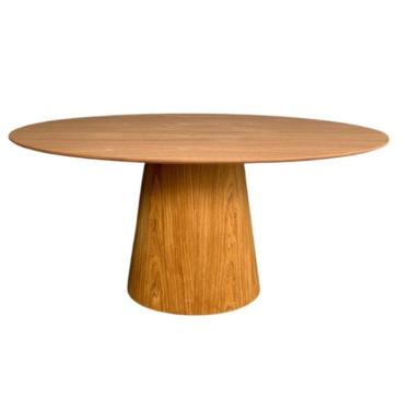 Imagem de Mesa De Jantar Cone Oval 235x122 Cm Tampo Freijó Base Cimento Queimado Cor Marrom