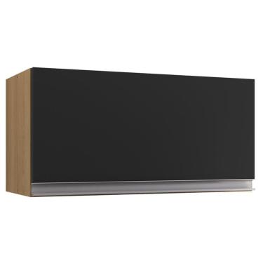 Imagem de Armario Aéreo Basculante 60cm Andreia Amendoa Preto Reajl Moveis