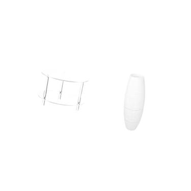 Imagem de Fenteer Mesa Lateral em Acrílico com Abajur Simples, Luminária de Chão, Mesa de Cabeceira Compacta, Móvel de Fácil Montagem para Sala de Estar, Quarto, Casa O