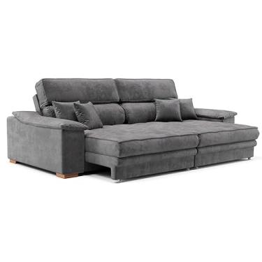 Imagem de Sofá 3 Lugares Retrátil e Reclinável Lupin Velosuede Grafite 214 cm