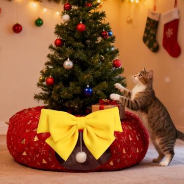 Imagem de Homimp Cama de túnel para gatos com tapete central, playground grande de Natal com brinquedo de bola de pelúcia, caverna de gato Peekaboo com almofada circular lavável para gatos internos, esconderijo