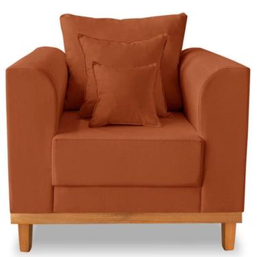 Imagem de Poltrona Estofada Decorativa Beny Tecido Suede Terracota