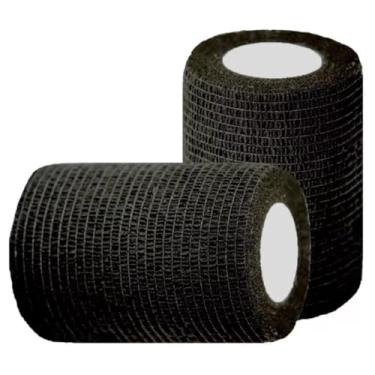 Imagem de Bandagem Elastica, Bandagem Elastica Adesiva Flexivel Cor Preta e Bege Pet Cross Musculacao Curativo, 10cm X 4,5m(Kit 3 Bandagens preta)